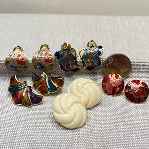 Cloisonne, Enamel, Lucite Fashion Jewelry Earrings Lot